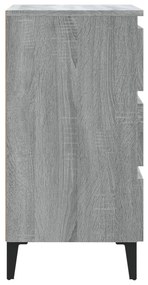 Mesa de cabeceira c/ pernas de metal 40x35x69 cm sonoma cinza