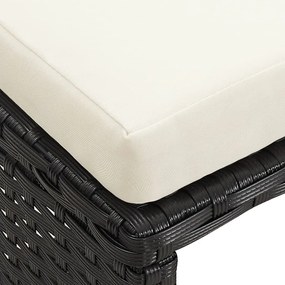 Bancos de jardim 4 pcs com almofadões vime PE preto