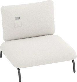 Poltrona d tamanho grande confortável para sala de estar com assento extra largo e profundo Bolso de armazenamento Estrutura metálica Bege