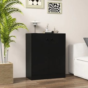 Armário de armazenamento 72 x 34 x 85,5 cm com 2 portas moderno  com 3 prateleiras preto