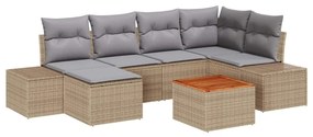 Conjunto de Sofá para Jardim 7 pcs Bege, cinza claro
