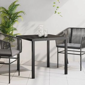 Mesa de Jardim vidaXL Preta 80x80x73 cm com Vidro Temperado