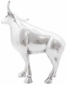 Escultura de Touro vidaXL Prateado 20x17x23 cm em Alumínio