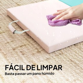 Tapete de Ginástica Dobrável Tapete de Exercício com Pegas de Transporte e Bolsa 180x60x5 cm Multicor