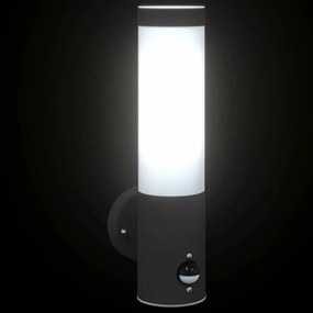 Luzes de Parede Externas vidaXL com Sensor 2 pcs Preto Aço Inoxidável