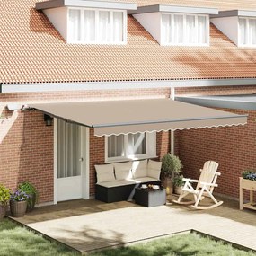 Toldo Retrátil Manual vidaXL com LED Bege 450x300 cm