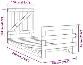 Estrutura de cama com cabeceira 100x200cm pinho maciço