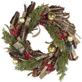 Grinalda decorativa verde e vermelha ⌀ 35 cm RAATE Beliani