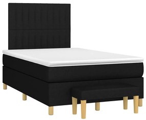 Cama boxspring com colchão 120x190 cm tecido preto