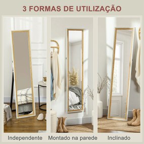 Espelho de Pé "Aksel" – 37x157 cm – Branco e Madeira Escura