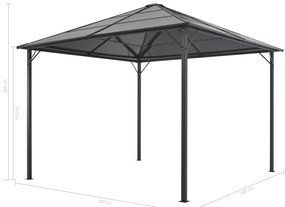 Gazebo com telhado de alumínio 3x3 m preto