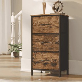 Cómoda com gavetas em tecido 30 x 39,6 x 73,7 cm castanho-preto