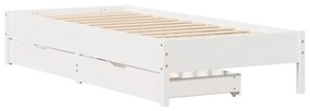 Cama sem colchão 100x200 cm madeira de pinho maciça branco