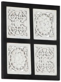 vidaXL Painel de parede esculpido à mão MDF 40x40x1,5 cm preto/branco