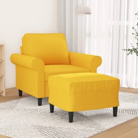 vidaXL Poltrona com apoio de pés 60 cm tecido amarelo-claro