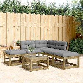 vidaXL 5 pcs conjunto sofás de jardim c/ almofadões pinho impregnado