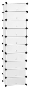 Estante modular para sapatos com 10 compartimentos, ideal para organização | SONGMICS | 43 x 31 x 173 cm | branco | LPC10W.