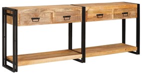 vidaXL Mesas consola com gaveta 2 pcs Castanho Madeira de manga maciça