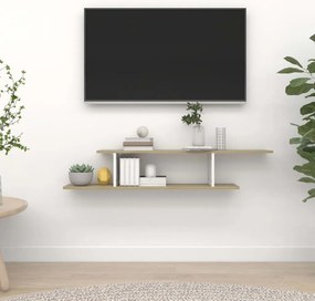 vidaXL Prateleira TV parede derivado madeira branco e carvalho sonoma