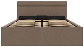 Estrutura cama hidrául.+ LED 140x200cm tecido cinza-acastanhado