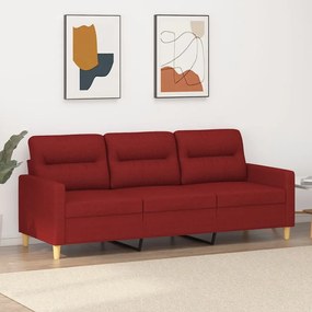 vidaXL Sofá de 3 lugares tecido 180 cm vermelho tinto