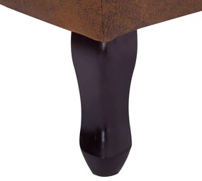 Poltrona e apoio para pés camurça artificial castanho