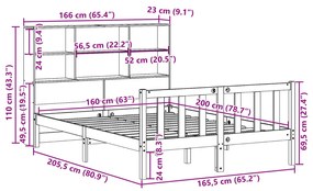 Cama com estante sem colchão 160x200 cm pinho maciço