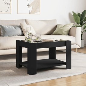 Mesa de centro c/ LEDs 73x53x45 cm derivados de madeira preto