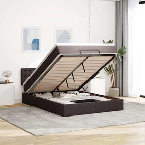 vidaXL Cama otomana com colchão &amp; LEDs 140x190 cm castanho escuro