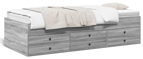 vidaXL Sofá-cama com gavetas sem colchão 90x190 cm cinzento sonoma