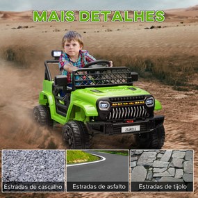 Carro Elétrico para Crianças Carro Elétrico Infantil UTV 12V com Velocidade Ajustável USB e Faróis  95x62,5x65 cm Verde