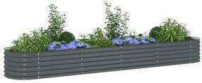 Canteiro elevado de jardim aço galvanizado 400x80x44cm cinzento