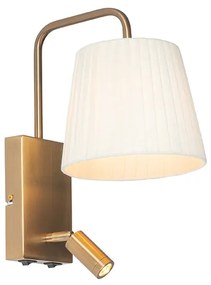 LED Candeeiro de parede moderno branco e bronze com luz de leitura - Renier Moderno