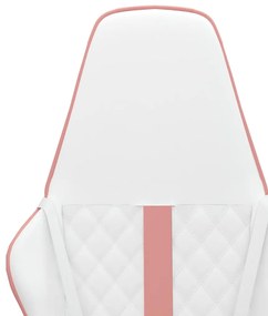 Cadeira gaming couro artificial branco e rosa