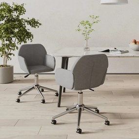 vidaXL Cadeiras de jantar giratórias 2 pcs tecido cinzento-claro