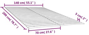Substituição de ripas de cama com 48 ripas, 2 peças, 70x200 cm