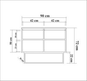 Aparador Zurich – Nogueira e Preto - 90 x 72 x 36 cm - Design Moderno