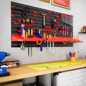 Mural suporte para ferramentas 54 peças 95x54cm preto/vermelho