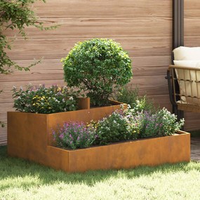 vidaXL Vaso de Jardim Castanho 100 x 100 x 50 cm Aço Corten
