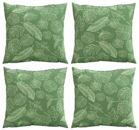 Travesseiros 4 pcs Padrão de Folha 60x60 cm Tecido