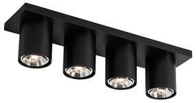 Foco de teto moderno preto 4 luzes - Tubo Moderno