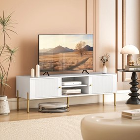 HOMCOM Móvel de TV Moderno com 2 Prateleiras Abertas Ajustáveis para Televisão 65 Polegadas 140x38x45,9 cm Branco