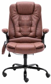 Cadeira massagens p/ escritório couro artificial castanho-claro