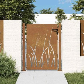 vidaXL Portão de jardim 100x150 cm em aço corten com design de grama