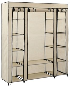 vidaXL Roupeiro c/ compartimentos e varões 150x45x176 cm tecido creme