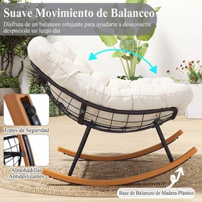 Cadeira de Baloiço Dupla, 150 x 110,5 x 81 cm, Estrutura Metálica Reforçada, Bege