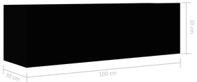 Móvel de TV 100x30x30 cm derivados de madeira preto