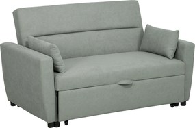HOMCOM Sofá de 2 lugares com função cama, encosto ajustável, sofá estofado, visual em veludo, para sala de estar, quarto, cinza claro | Aosom Portugal