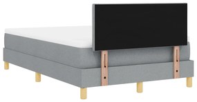 Cama Box Spring com Colchão Cinza Claro 120x200 cm Tecido