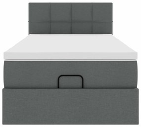 Cama otomana com colchão &amp; LEDs 90x200cm tecido cinzento escuro